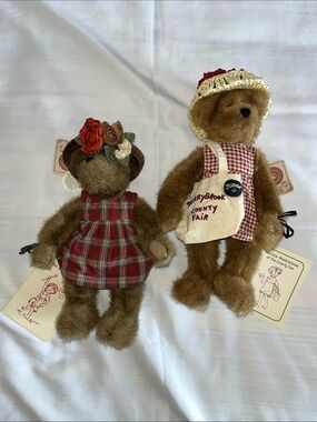 Boyd’s Bears Two Vintage Plush‎ Brown Teddy Bears Lizzie & Meridian Wishkabibble